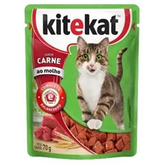 RACAO P/GATOS KITEKAT AD.CARNE SC.70G